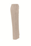 Solid Color Elastic Waist Wide Leg Pants