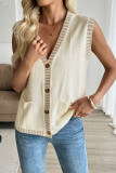 V-Neck Sleeveless Knitted Button Cardigan