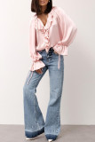 Horn Long Sleeved Ruffled Loose Shirt