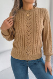 Solid Color Hollowed Lantern Long Sleeve Sweater