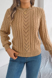 Solid Color Hollowed Lantern Long Sleeve Sweater