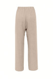 Solid Color Elastic Waist Wide Leg Pants