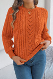 Solid Color Hollowed Lantern Long Sleeve Sweater