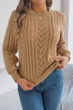 Solid Color Hollowed Lantern Long Sleeve Sweater