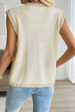 V-Neck Sleeveless Knitted Button Cardigan