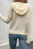 Solid Color Long Sleeved Hooded Sweater Cardigan