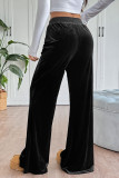 Velvet Elastic High Waisted Flared Pants