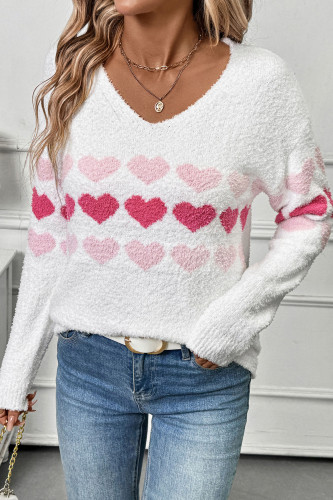 Love Printed V-Neck Long Sleeved Sweater