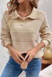 Long Sleeved Lapel Solid Color Sweater