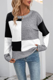 Checkered Printed Long Sleeved Round Neck Sweater