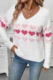 Love Printed V-Neck Long Sleeved Sweater