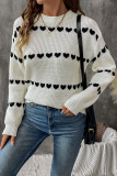 Love Printed Round Neck Long Sleeved Sweater