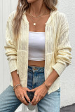 Solid Color Long Sleeved Hooded Sweater Cardigan