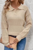 Long Sleeved Lapel Solid Color Sweater