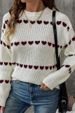 Love Printed Round Neck Long Sleeved Sweater