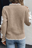 Flower Printed Long Sleeved Knitted Sweater