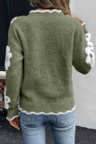 Flower Printed Long Sleeved Knitted Sweater