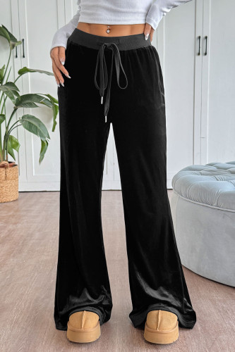 Velvet Elastic High Waisted Flared Pants