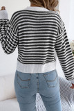 Striped Lantern Long Sleeved Cardigan Sweater