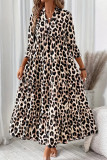 Leopard Print Bohemian Long Sleeved Dress