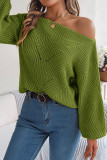 Hollow Off Shoulder Lantern Sleeve Sweater
