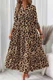 Leopard Print Bohemian Long Sleeved Dress