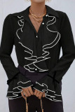 Solid Color Ruffled Flared Long Sleeved Shirt