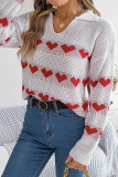 Love Print Lapel Lantern Long Sleeve Sweater