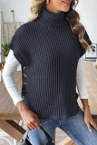 Solid Color High Neck Short Sleeved Sweater