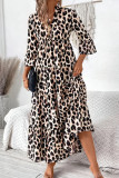 Leopard Print Bohemian Long Sleeved Dress