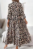 Leopard Print Bohemian Long Sleeved Dress