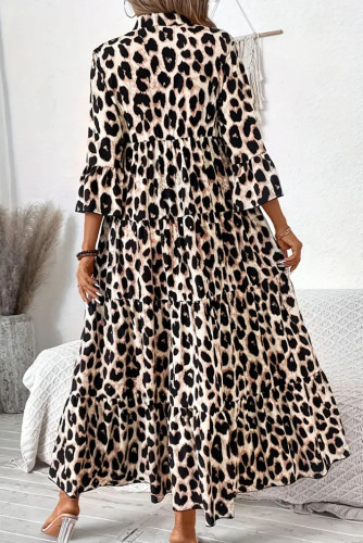 Leopard Print Bohemian Long Sleeved Dress