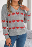 Love Print Lapel Lantern Long Sleeve Sweater