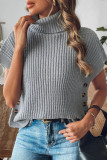 Solid Color High Neck Short Sleeved Sweater