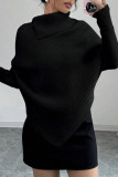 Irregular High Necked Long Sleeved Sweater