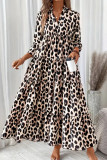 Leopard Print Bohemian Long Sleeved Dress