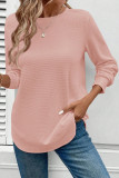 Waffle Round Neck Long Sleeved T-Shirt