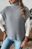 Solid Color High Neck Short Sleeved Sweater