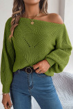 Hollow Off Shoulder Lantern Sleeve Sweater