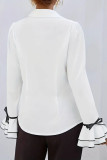 Solid Color Ruffled Flared Long Sleeved Shirt