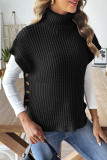 Solid Color High Neck Short Sleeved Sweater