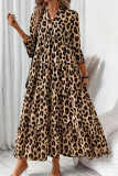 Leopard Print Bohemian Long Sleeved Dress
