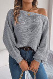 Hollow Off Shoulder Lantern Sleeve Sweater
