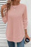 Waffle Round Neck Long Sleeved T-Shirt