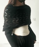 Solid Color Hollow Long Sleeved Shawl
