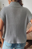 Solid Color High Neck Short Sleeved Sweater