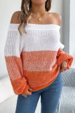 Off Shoulder Lantern Long Sleeve Sweater