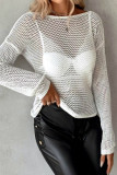 Solid Color Hollow Long Sleeved Backless Sweater
