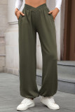 Solid Color Elastic Waisted Loose Pants