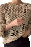 Round Neck Long Sleeved Knitted Cover Shirt